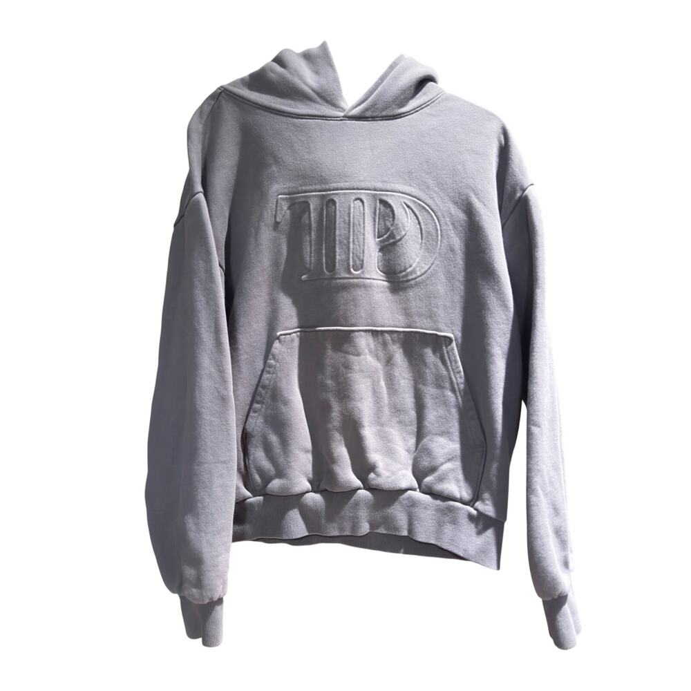 Taylor Swift The Tortured Poets Department Embossed Grey Hoodie Size Medium